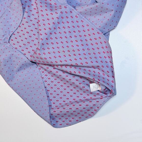 Talbots Women's Dress Shirt Non Iron Baby blue with red polka dot XS - Picture 6 of 9